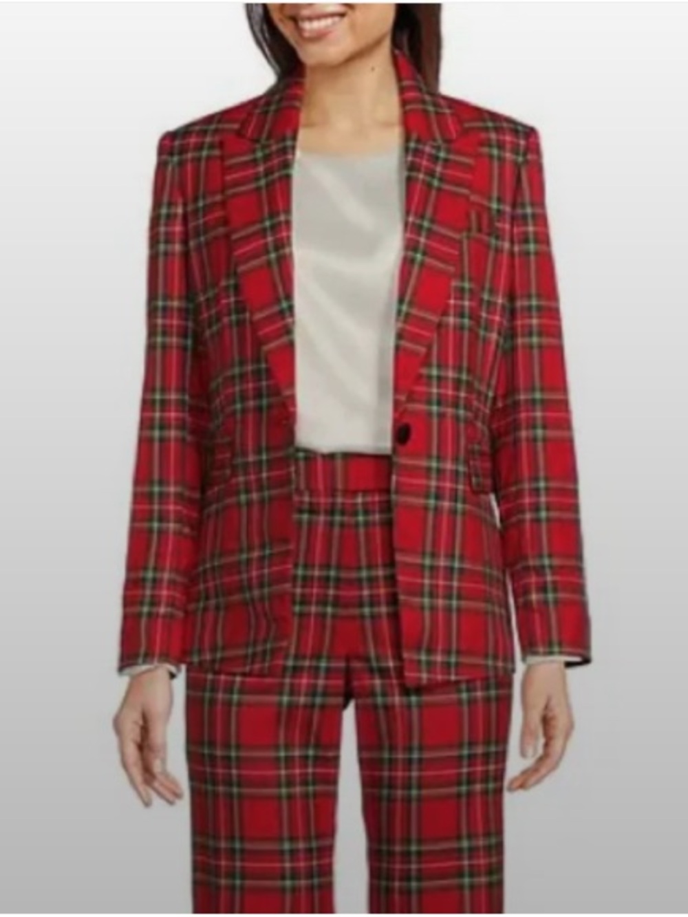 NWT Preston & York Pantsuit Size 10/12 Tartan Cherry Plaid 2-Piece Set